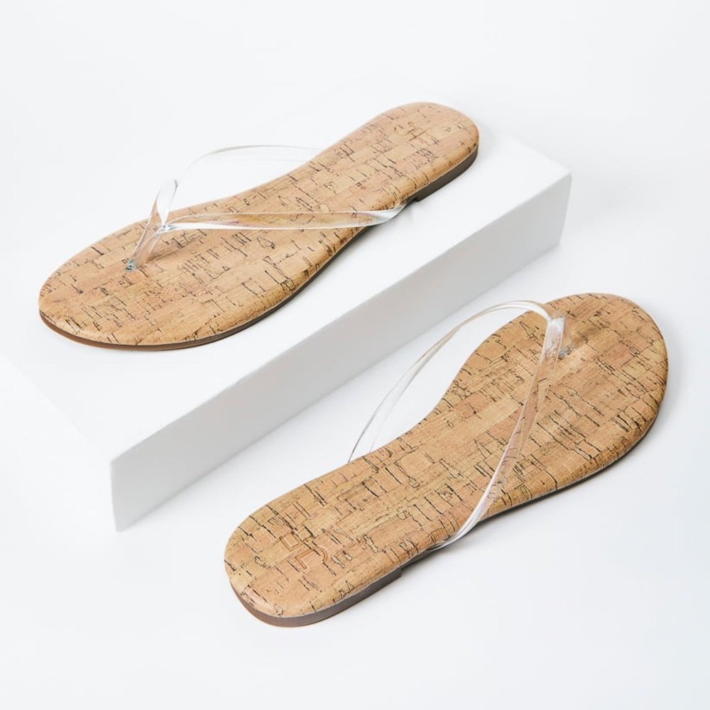 NWT JustFab Transparent Cork Women's Sandals in Size 8 or 10 - Picture 4 of 7